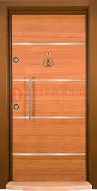 Коричневая входная дверь c МДФ панелью ЧД-11 в частный дом в Дедовске