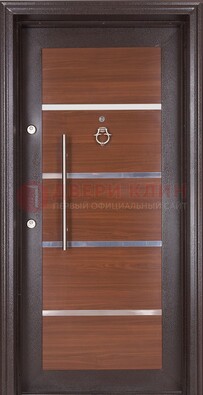 Коричневая входная дверь c МДФ панелью ЧД-27 в частный дом в Дедовске