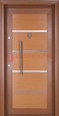 Коричневая входная дверь c МДФ панелью ЧД-33 в частный дом в Дедовске