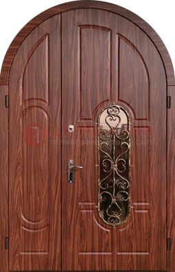 Арочная двухстворчатая стальная дверь Винорит ДА-54 в Дедовске