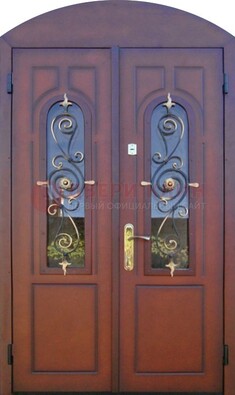 Двухстворчатая стальная дверь Винорит в форме арки ДА-55 в Дедовске