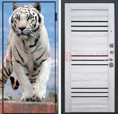 Стальная дверь с фотопечатью тигра ДФ-12 в Саратове