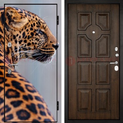 Металлическая дверь с фотопечатью леопарда ДФ-26 в Дедовске