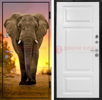 Металлическая дверь с фотопечатью слона ДФ-30 в Дедовске