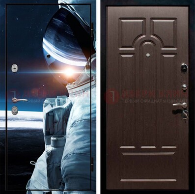Стальная дверь с фотопечатью космонавта ДФ-4 в Дедовске