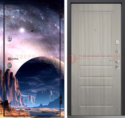 Железная дверь с фотопечатью космоса и планеты ДФ-50 в Дедовске