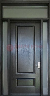 Черная металлическая дверь с фрамугами и стеклом ДФГ-24 в Дедовске