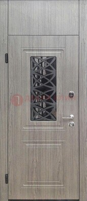 Металлическая дверь Винорит стекло и ковка с фрамугой ДФГ-33 в Дедовске
