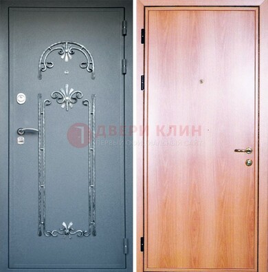 Железная дверь с ковкой ламинат внутри ДК-11 в квартиру в Дедовске