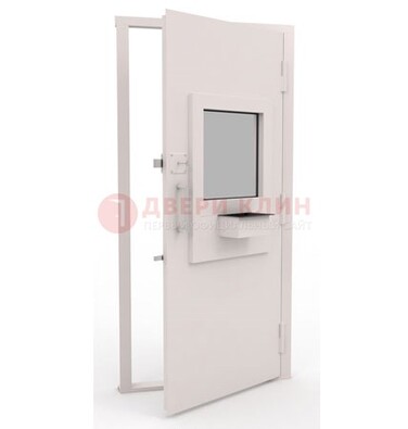 Белая металлическая дверь в кассу с нитроэмалью ДКС-4 в Дедовске