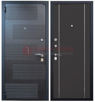 Темная металлическая дверь с МДФ ДМ-105 в деревянный дом в Дедовске