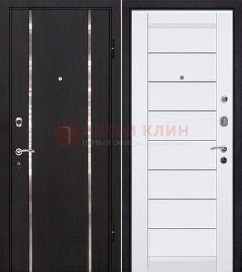 Черная входная дверь с МДФ и декоративными вставками ДМ-143 в Дедовске