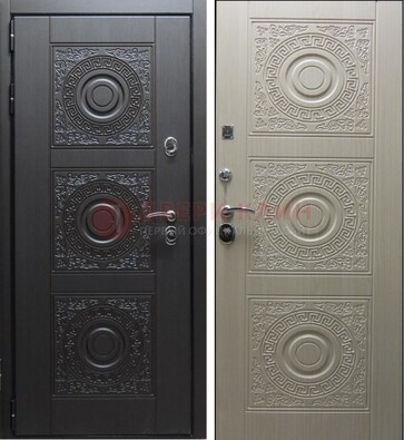 Темная стальная дверь с МДФ ДМ-161 для коттеджа в Дедовске