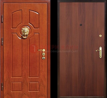 Оранжевая стальная дверь с МДФ ламинат внутри ДМ-18 в квартиру в Дедовске