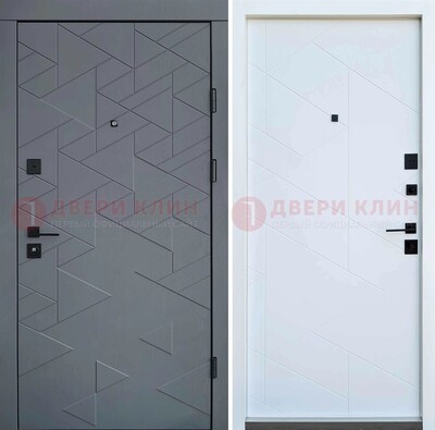 Серая металлическая дверь МДФ с узором  ДМ-224 в Дедовске