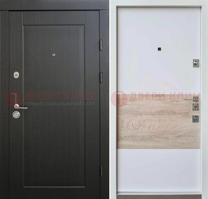 Черная металлическая дверь с белой МДФ внутри ДМ-230 в Дедовске