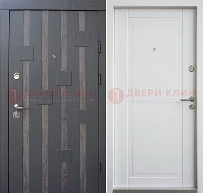 Темная металлическая дверь c белом МДФ внутри ДМ-231 в Дедовске