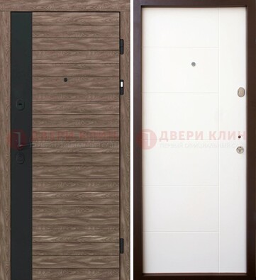 Коричневая входная дверь с черной вставкой МДФ ДМ-239 в Дедовске