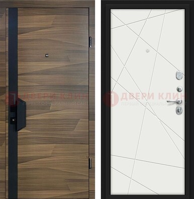 Стальная коричневая дверь МДФ c черной вставкой ДМ-267 в Дедовске