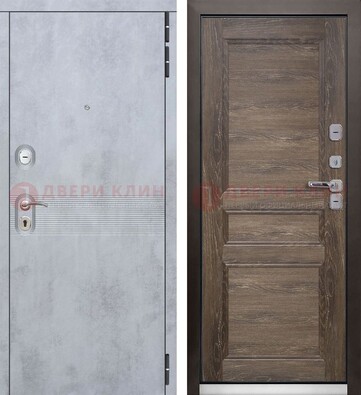 Серая металлическая дверь с МДФ коричневого цвета ДМ-304 В Ижевске