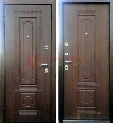 Коричневая металлическая дверь с МДФ ДМ-32 на дачу в Дедовске