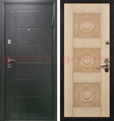 Темная железная дверь с МДФ в квартиру ДМ-344 в Дедовске