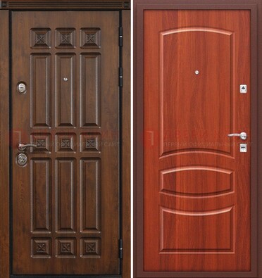 Темная металлическая дверь с МДФ и узором ДМ-364 в Дедовске