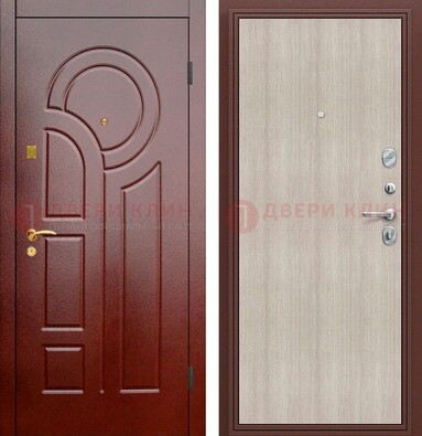 Красная металлическая дверь с МДФ панелями ДМ-368 в Дедовске