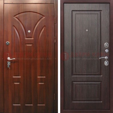 Темная железная дверь с коричневыми МДФ ДМ-376 в Видном