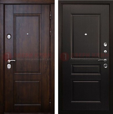 Классическая железная дверь с темными МДФ панелями ДМ-390 в Дедовске