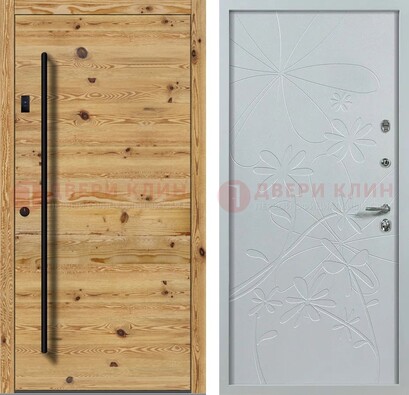 Металлическая дверь с МДФ в светлом цвете ДМ-412 в Дедовске