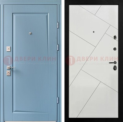 Синяя железная дверь с МДФ панелями ДМ-491 в Дедовске