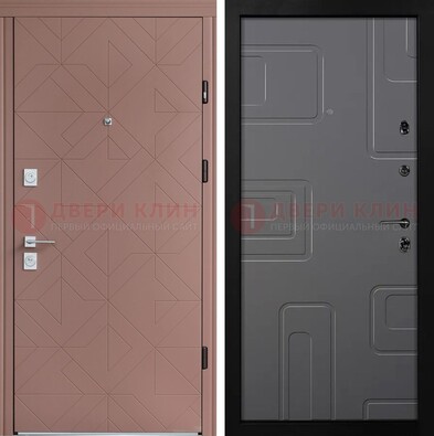Красная стальная дверь в квартиру с МДФ хайтек ДМ-493 в Дедовске