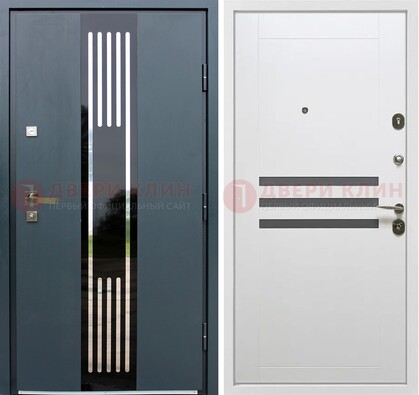 Темная квартирная дверь с разными МДФ ДМ-504 в Дедовске