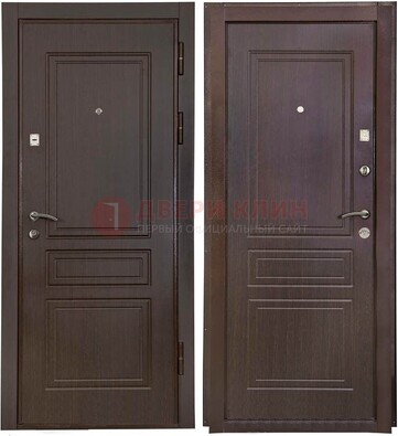 Антивандальная коричневая железная дверь с МДФ ДМ-61 в Дедовске