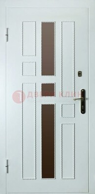 Белая стальная дверь с МДФ и декоративными вставками ДМ-62 в Дедовске