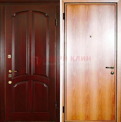 Темная железная дверь с массивом дуба ДМД-13 в Дедовске