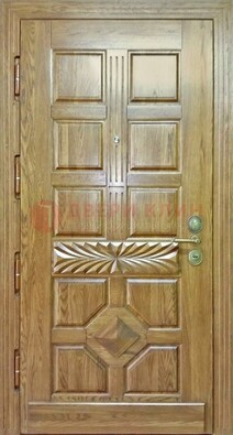 Светлая стальная дверь с массивом дуба и узором ДМД-63 в Дедовске