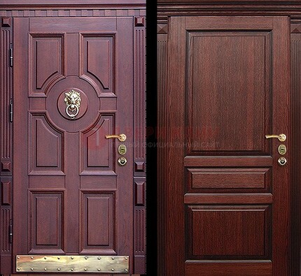 Темная входная дверь с массивом дуба с декоративной вставкой ДМД-6 в Дедовске