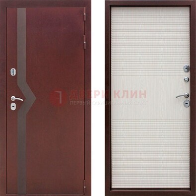 Бордовая металлическая дверь с порошковым напылением ДП-100 в Дедовске