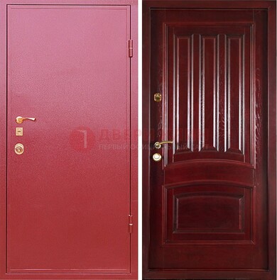Красная металлическая дверь с порошковым напылением ДП-165 в Дедовске