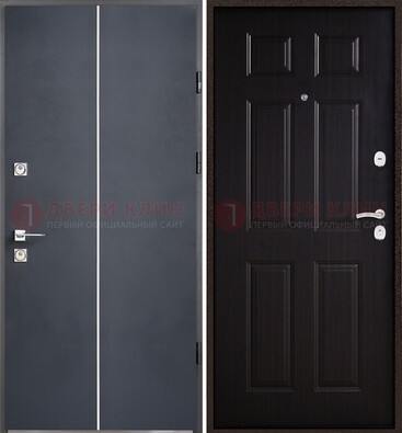 Железная дверь с порошковым покрытием и отделкой Темный орех внутри ДП-211 в Дедовске