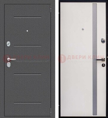 Железная дверь с порошковым напылением и белой МДФ ДП-212 в Дедовске