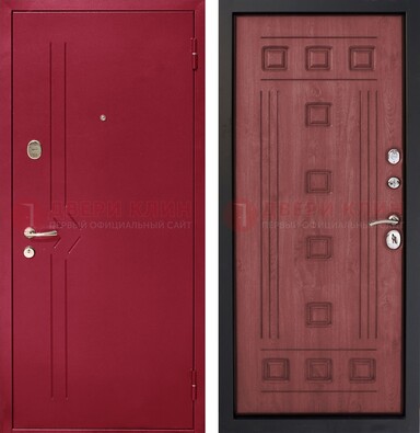Красная железная дверь с порошковым напылением ДП-242 в Дедовске