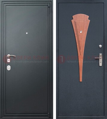 Черная железная дверь с порошковым покрытием и накладкой МДФ внутри ДП-245 в Дедовске