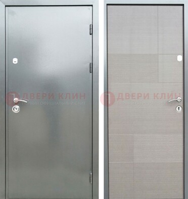 Металлическая серая дверь с порошковым покрытием и серым МДФ внутри ДП-250 в Ставрополе