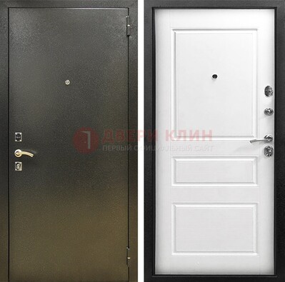 Входная дверь Темное серебро с порошковым напылением и белой МДФ ДП-272 в Павловском Посаде