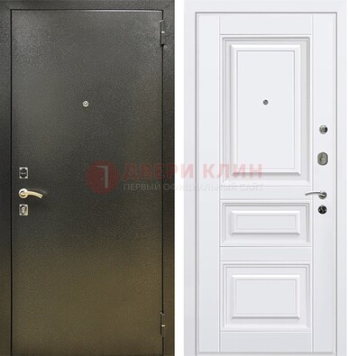 Железная темно-серая дверь с порошковым напылением и белой МДФ ДП-274 в Дедовске