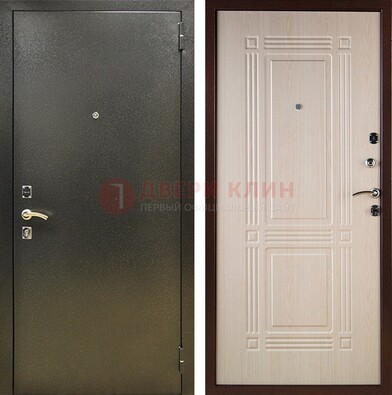 Стальная темно-серая дверь с порошковым напылением и МДФ Белый дуб ДП-277 в Дедовске