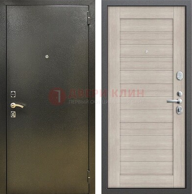 Стальная темно-серая дверь с порошковой отделкой и МДФ панелью ДП-278 в Дедовске